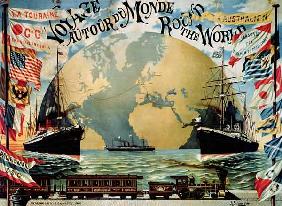 'Voyage Around the World', poster for the 'Compagnie Generale Transatlantique', late 19th century (c 1896