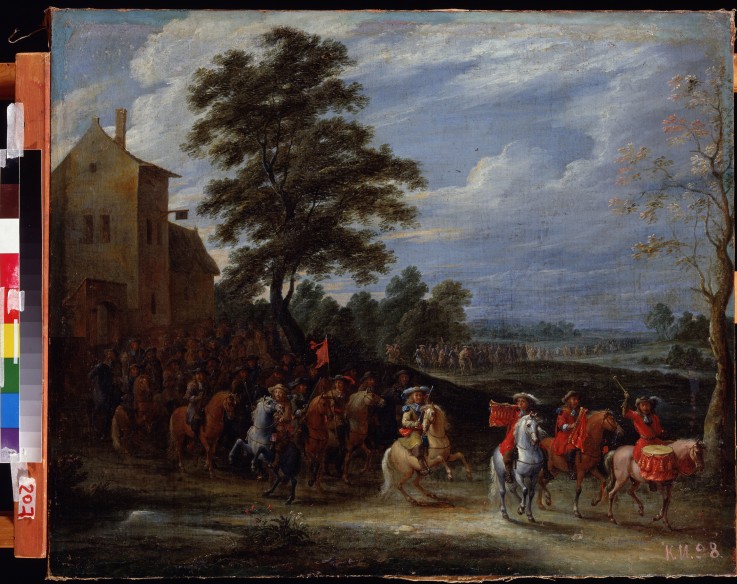 Kavallerieregiment auf dem Marsch von Adam Frans van der Meulen