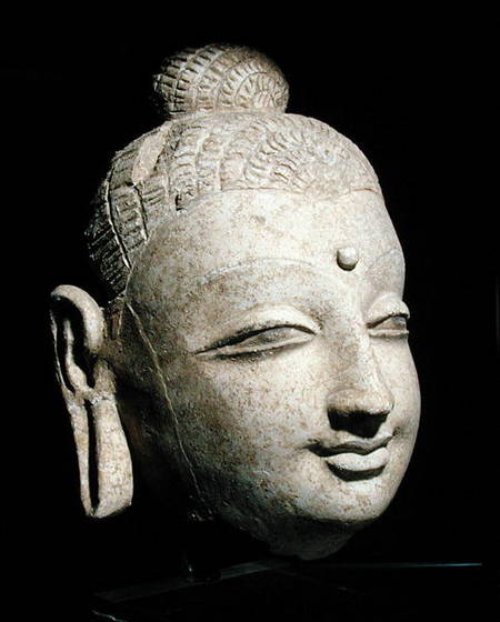 Head of a smiling Buddha, Greco-Buddhist style, from Afghanistan von Afghan School