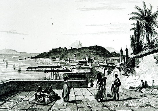 View of Rio de Janeiro from the church of St.Bento drawn Fleury; engraved by Aubert von (after) French School