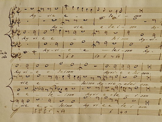 Score of the Kyrie Eleison from the ''Messa a quattro voci'', 18th century copy von (after) Giovanni Pierluigi da Palestrina