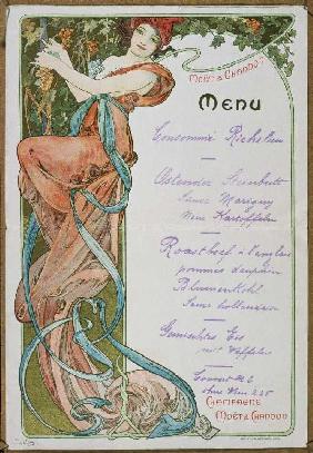Speisekarte für Moët et Chandon 1899