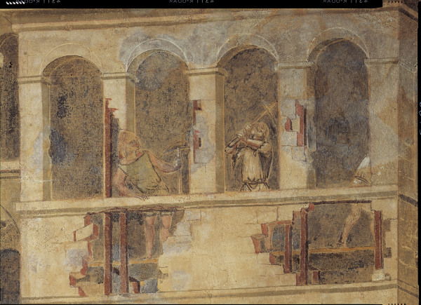 Vandale demolieren Gebäude von Ambrogio Lorenzetti