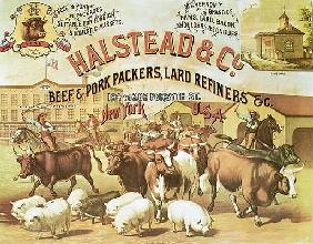 Beef & Pork Packers, c.1880 (colour litho) 19th