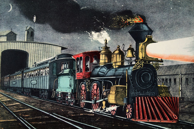The Night Express: The Start, published Nathaniel Currier (1813-88) and James Merritt Ives (1824-95) von American School