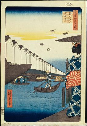 Die Yoroi-Fähre und Koami-cho (Einhundert Ansichten von Edo)