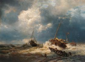 Ships in a Storm on the Dutch Coast 1854