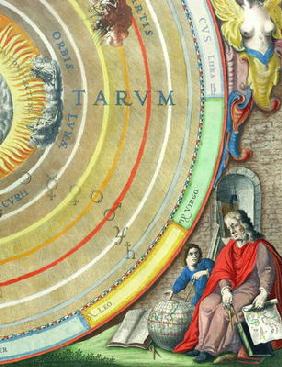 An Astronomer, detail from a map of the planets, from 'A Celestial Atlas, or The Harmony of the Univ 16th