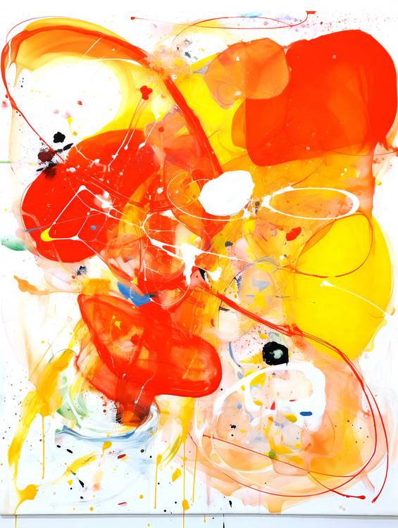Expressive Farbspuren Abstrakte Schlieren und Schmiererei in Orange und Gelb von Anja Frost