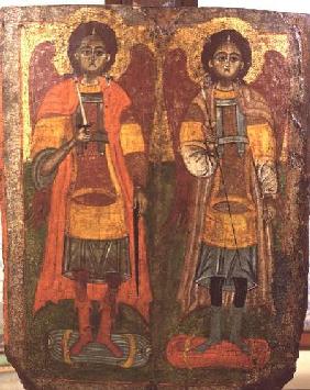 Archangels Michael and Gabriel, Byzantine icon,early period 10th-11th