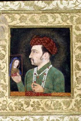 Jahangir holding a picture of the Madonna 1620