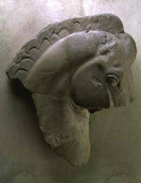 The Mares of Diomedes, detail of a horse's head from a series of metopes depicting the Labours of He c.470-457
