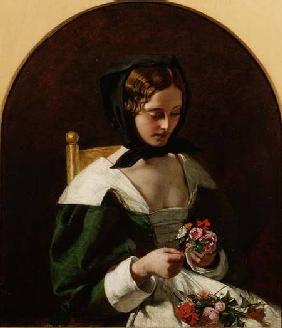 Girl Making a Bouquet of Flowers 1849