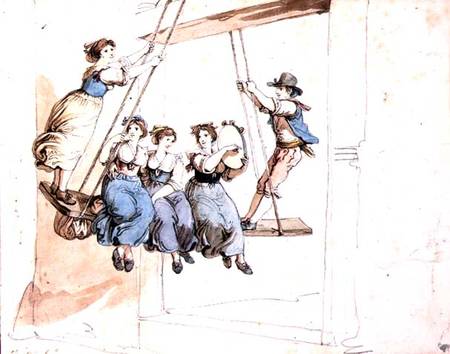 On the Swing (w/c over pencil on paper) von Bartolomeo Pinelli