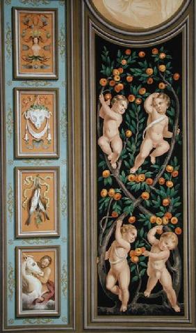 Fresco of Cupids from the Church of St. Ambroglio, Milan, from 'Palaces and Churches in Italy Painte published