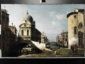 Venezianisches Capriccio mit Ansicht von Santa Maria dei Miracoli Wohl um 17