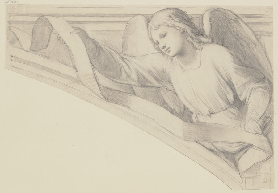 Engel mit Spruchband nach links, in einem Zwickel von Bernhard Neher d. J.
