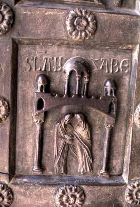 Panel depicting the Visitation on the Porta di S. Ranieri von Bonannus of Pisa