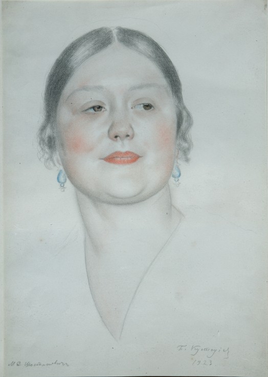Porträt von Maria Dmitriewna Schostakowitsch von Boris Michailowitsch Kustodiev