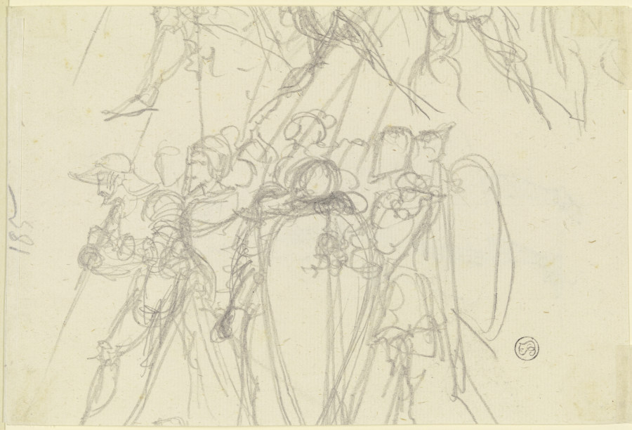 Gruppe von gerüsteten Rittern mit Schildern, Lanzen und Wimpeln von Carl Philipp Fohr