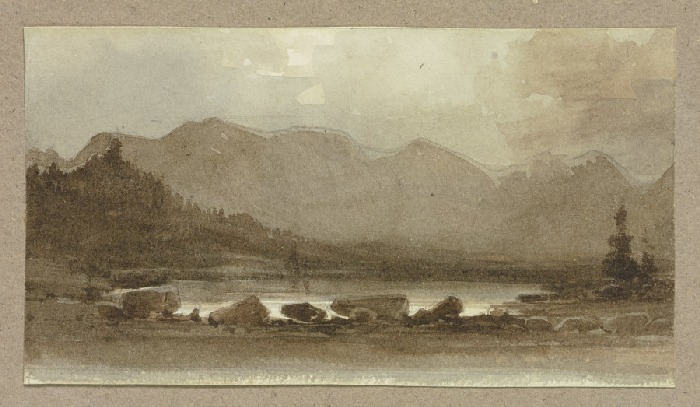 Gewässer vor einer Bergkette von Carl Theodor Reiffenstein