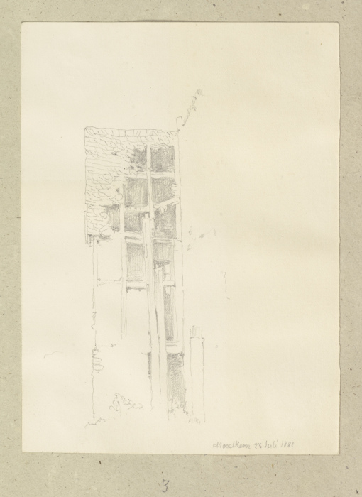 Partie eines zerfallenen Fachwerkhauses in Moselkern von Carl Theodor Reiffenstein