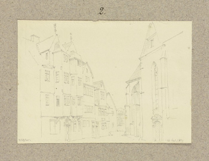 Schillerplatz mit Jerusalemhaus und Franziskanerkirche in Wetzlar von Carl Theodor Reiffenstein
