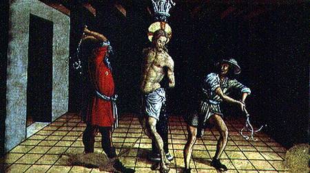 The Flagellation of Christ, central right hand predella panel from the San Silvestro polyptych von Carlo Crivelli