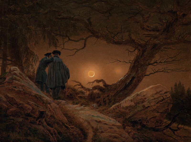 Zwei Männer in Betrachtung des Mondes von Caspar David Friedrich