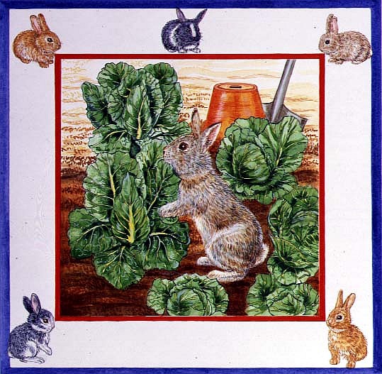A Rabbit in the Cabbage Patch (w/c on paper)  von Catherine  Bradbury