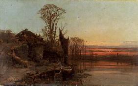 Landscape with a Ruined Cottage at Sunset 1898