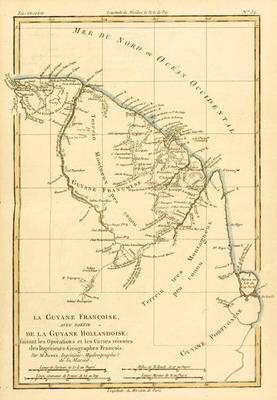 French Guyana, with part of Dutch Guyana, from 'Atlas de Toutes les Parties Connues du Globe Terrest von Charles Marie Rigobert Bonne