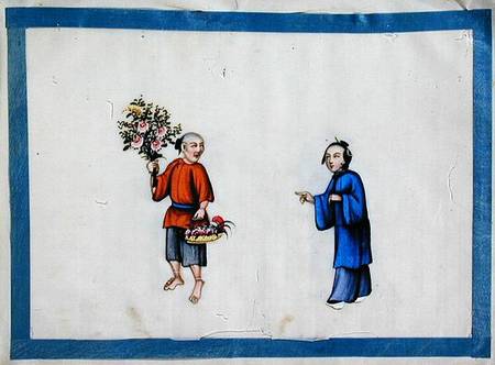 Flower seller approached by a noblewoman von Chinese School