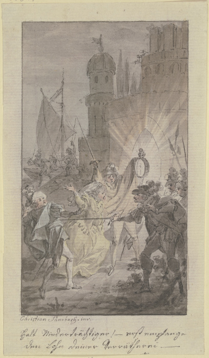 Der Marquis Ferdinand Mazzini ersticht Graf Hippolitus de Vereza, den Geliebten seiner Tochter Julie von Christian Sambach