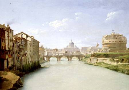 View of the Ponte and Castel Sant'Angelo in Rome von Christoffer Wilhelm Eckersberg