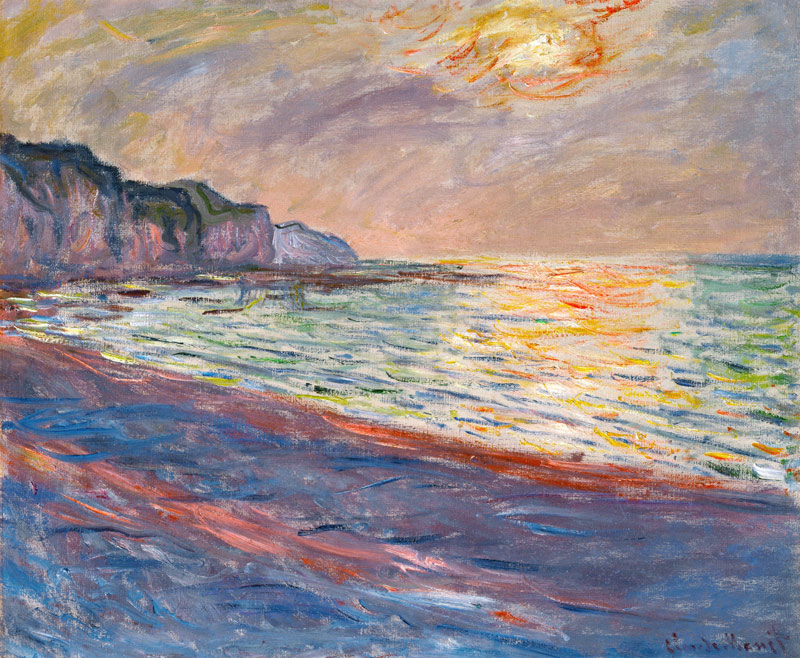 The Beach at Pourville, Setting Sun von Claude Monet