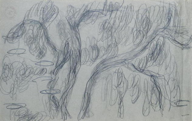 Reflections of Willows, c.1918 (black crayon on blue-gray paper) von Claude Monet