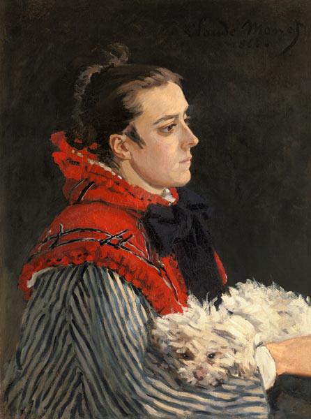 Camille Monet mit Hund. 1866