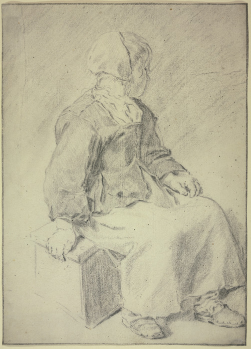 Auf einem Schemel sitzendes Mädchen von Cornelis Saftleven