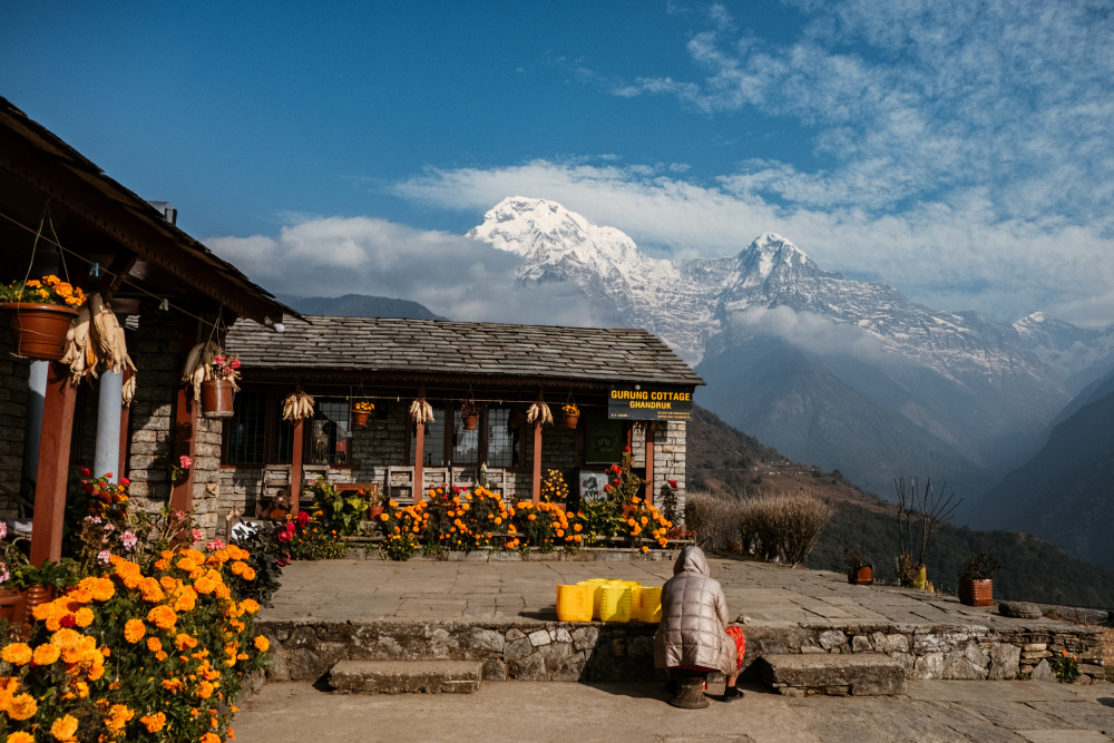 Blick auf das Annapurna-Gebirge von Ghandruk von Dahlia Ambrose