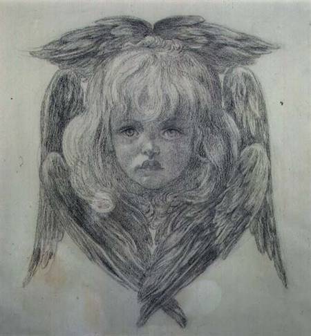 Study for the head of a child angel in 'The Blessed Damozel' von Dante Gabriel Rossetti
