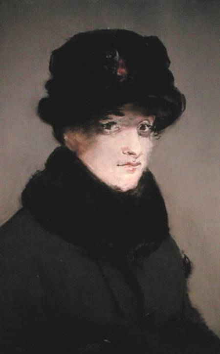 Mery Laurent (1849-1900) Wearing a Fur-Collared Cardigan von Edouard Manet