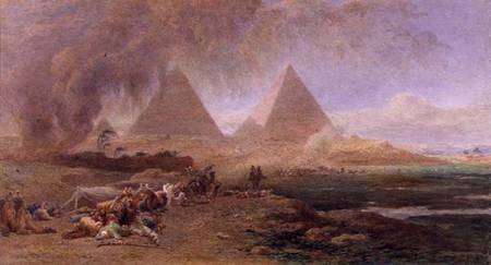 A Caravan Overtaken by a Sandstorm, Egypt  & von Edward Angelo Goodall