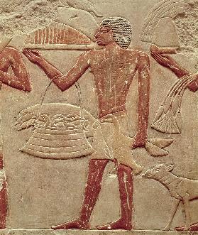 Relief depicting a porter with a basket of fledglings, from the Tomb of Princess Idut, Old Kingdom c.2330 BC