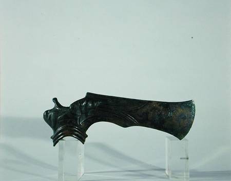Blade of an axe with a lion depicted in relief, from Lorestan, Iran von Elamite