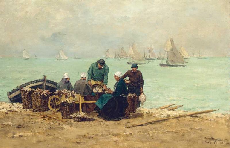 Fischer bei Isigny von Emile-Louis Vernier