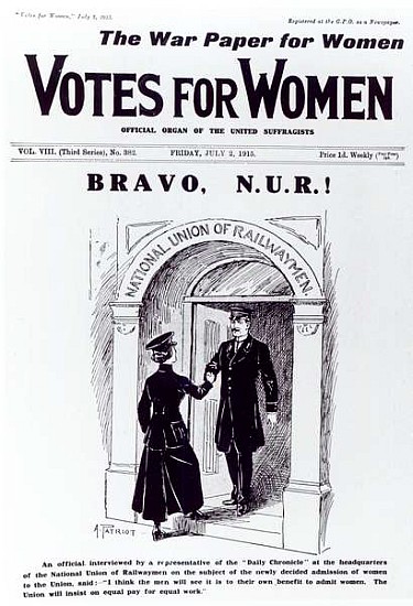 Bravo, N.U.R!, front cover of ''Votes for Women'', July 2nd 1915 von English School