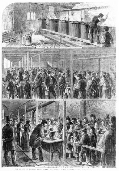 The Society of Friends'' Soup Kitchen, Ball Street, Lower Moseley Street, Manchester, 1862, from the von English School