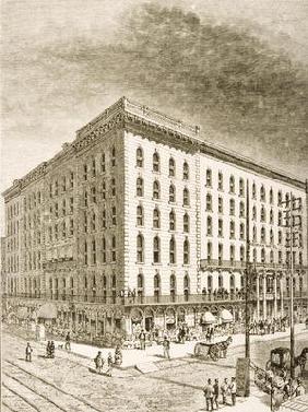 The Sherman Hotel, Chicago, in c.1870, from 'American Pictures' published by the Religious Tract Soc 16th