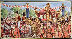 Jigsaw puzzle depicting the Coronation of Queen Elizabeth II (b.1926) 2nd June 1953 (colour litho on 1887